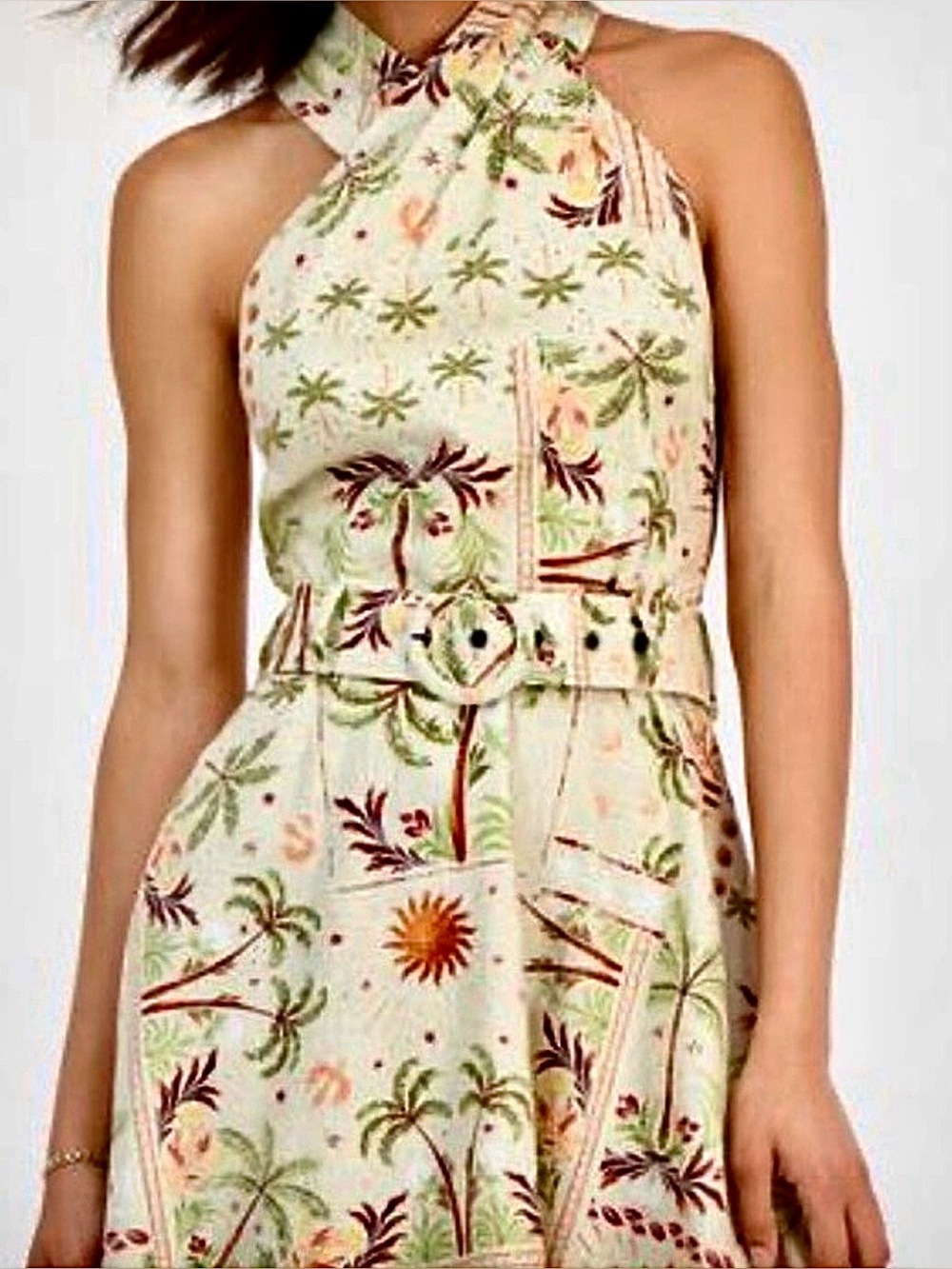 RACHEL Rachel Roy NWT Tropical Cream Floral Halter Top Dress Print size 10